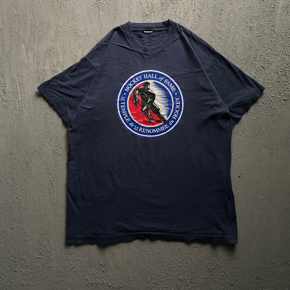 Vintage‎ Hockey Hall of Fame Graphic T-Shirt Mens Large Navy Blue 90s Unbranded